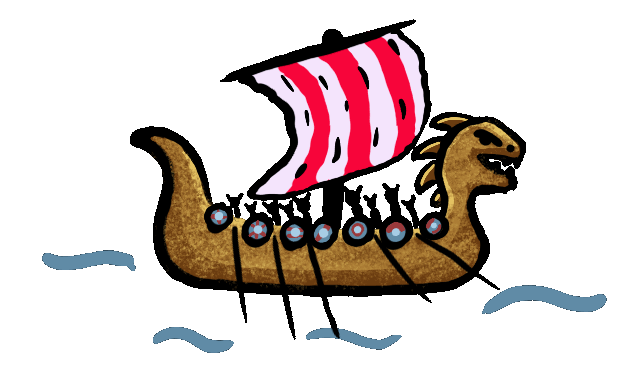 A viking ship wich gives information about a Norse themed game if tapped